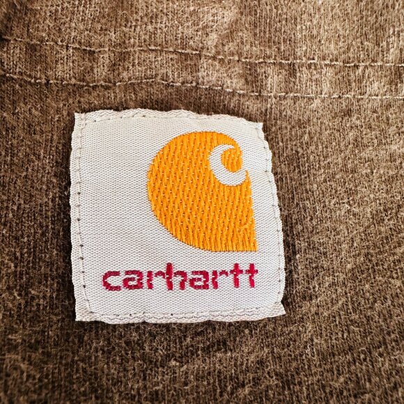 Carhartt Shirt Mens 2XL Brown Long Sleeve Pocket TShirt Logo Knit Brown - Picture 3 of 7
